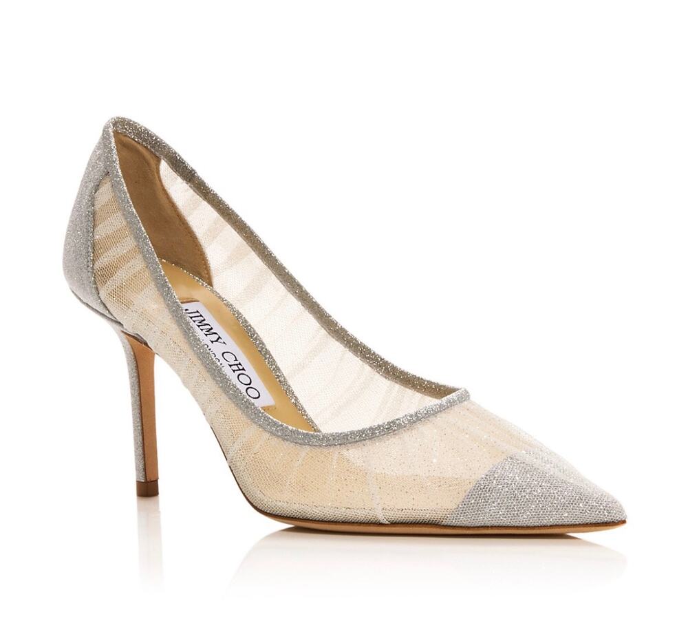 Jimmy Choo Love 85 Pumps Women Tulle/Silver Size 40.5 Like New